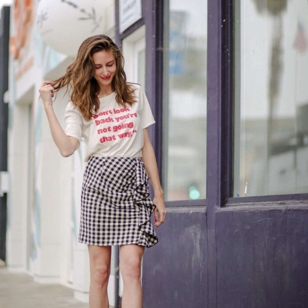 H&M black and white gingham ruffle skirt - Picture 3 of 6